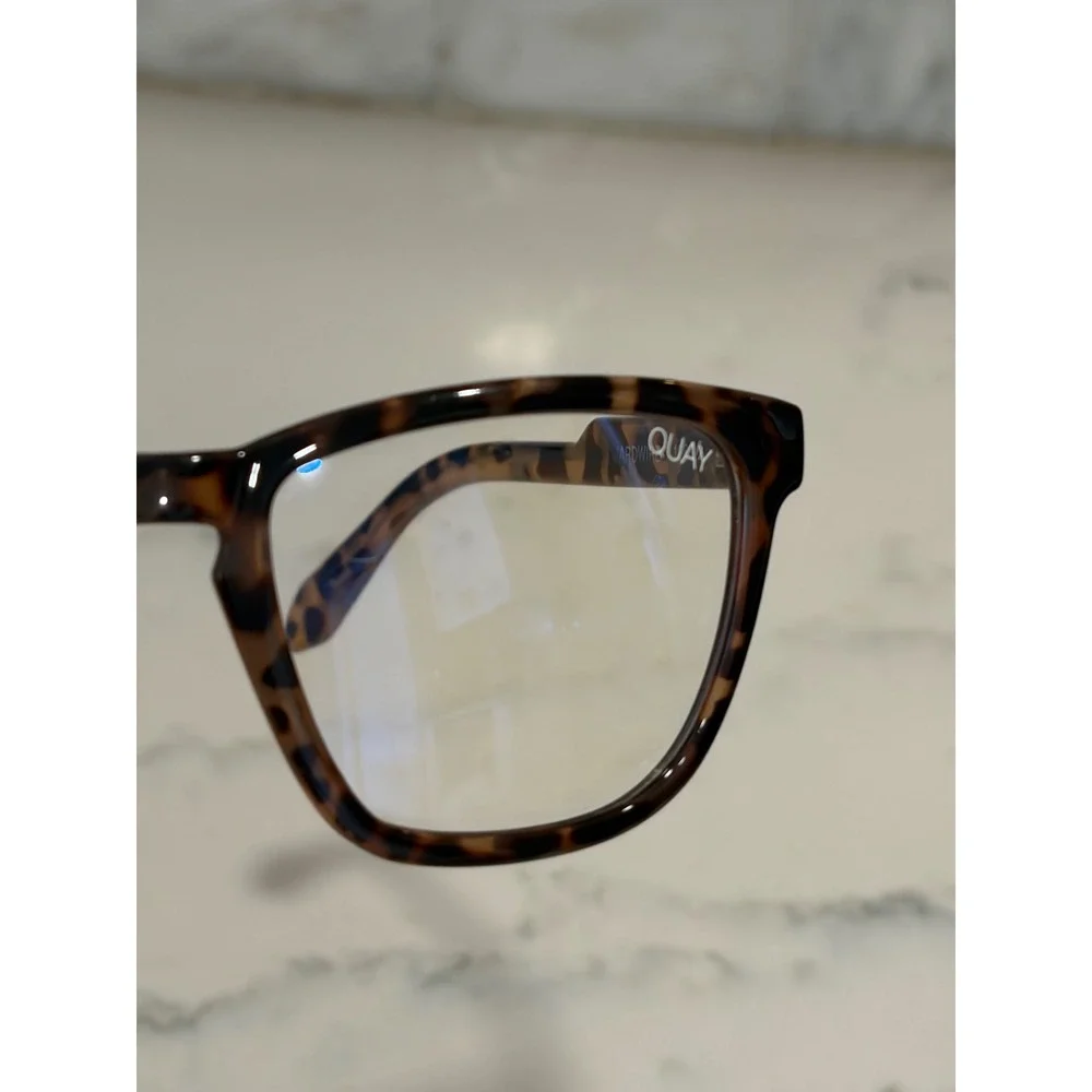 Quay Australia Hardwire Tortoise Blue Light Blocking Glasses Square Frames